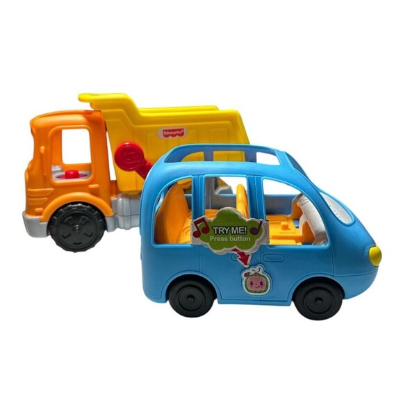CoComelon Family Car "Are We There Yet?"‎  & Fisher Price Dump Truck w/ SOUNDS - Picture 1 of 4